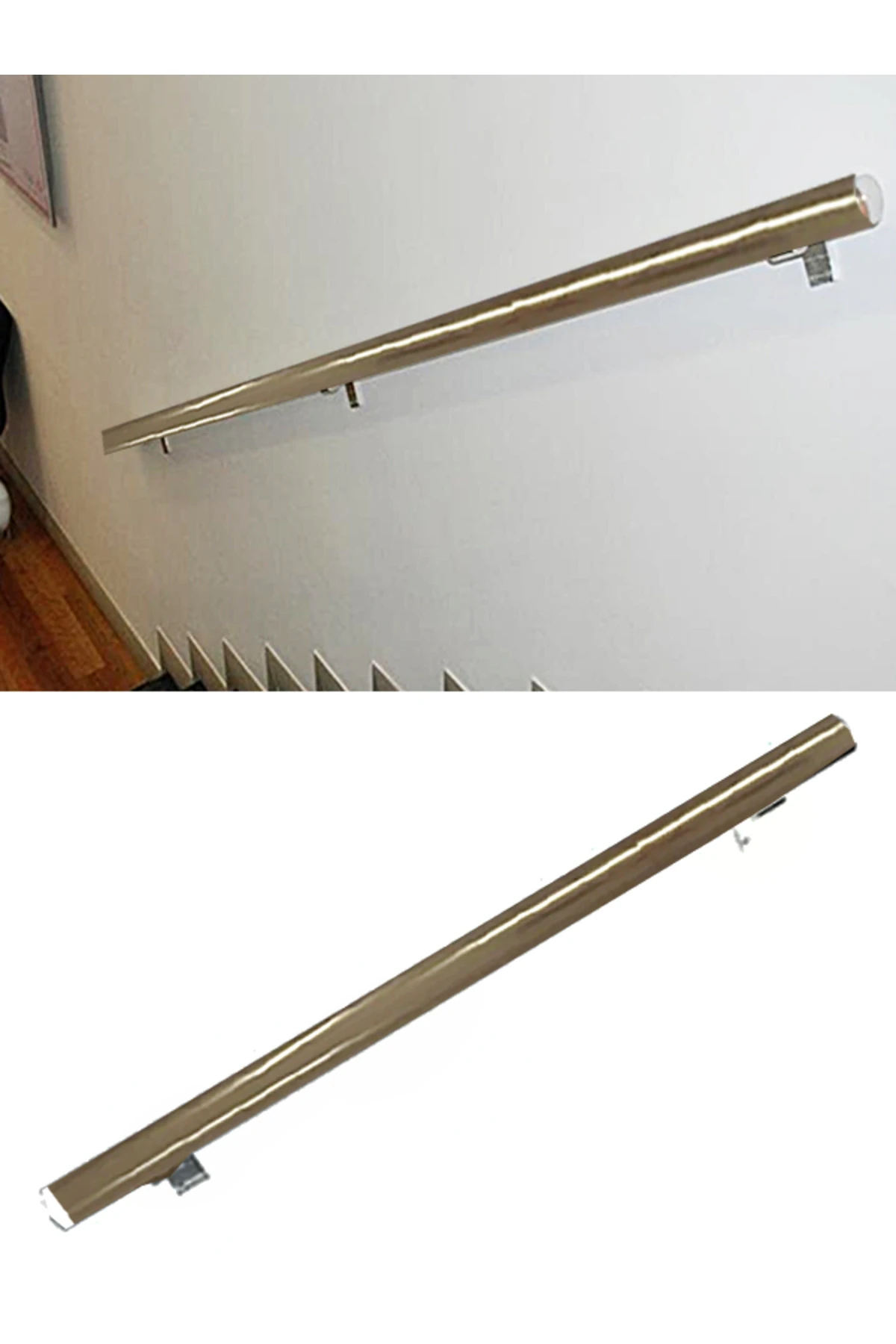 Alüminyum Merdiven Tutamak, Bronz, Korkuluk Yaşlı Engelli Duvar Tutamağı 250 Cm. Istenilen Ölçüde