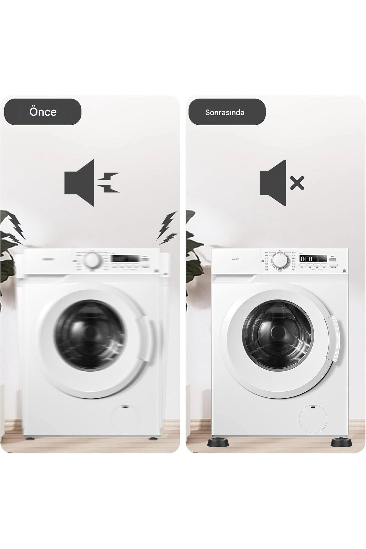 4 Adet Çamaşır Bulaşık Makinesi Buzdolabı Siyah Eşya Altlığı Titreşim Ses Önleyici Ayağı Yükseltici