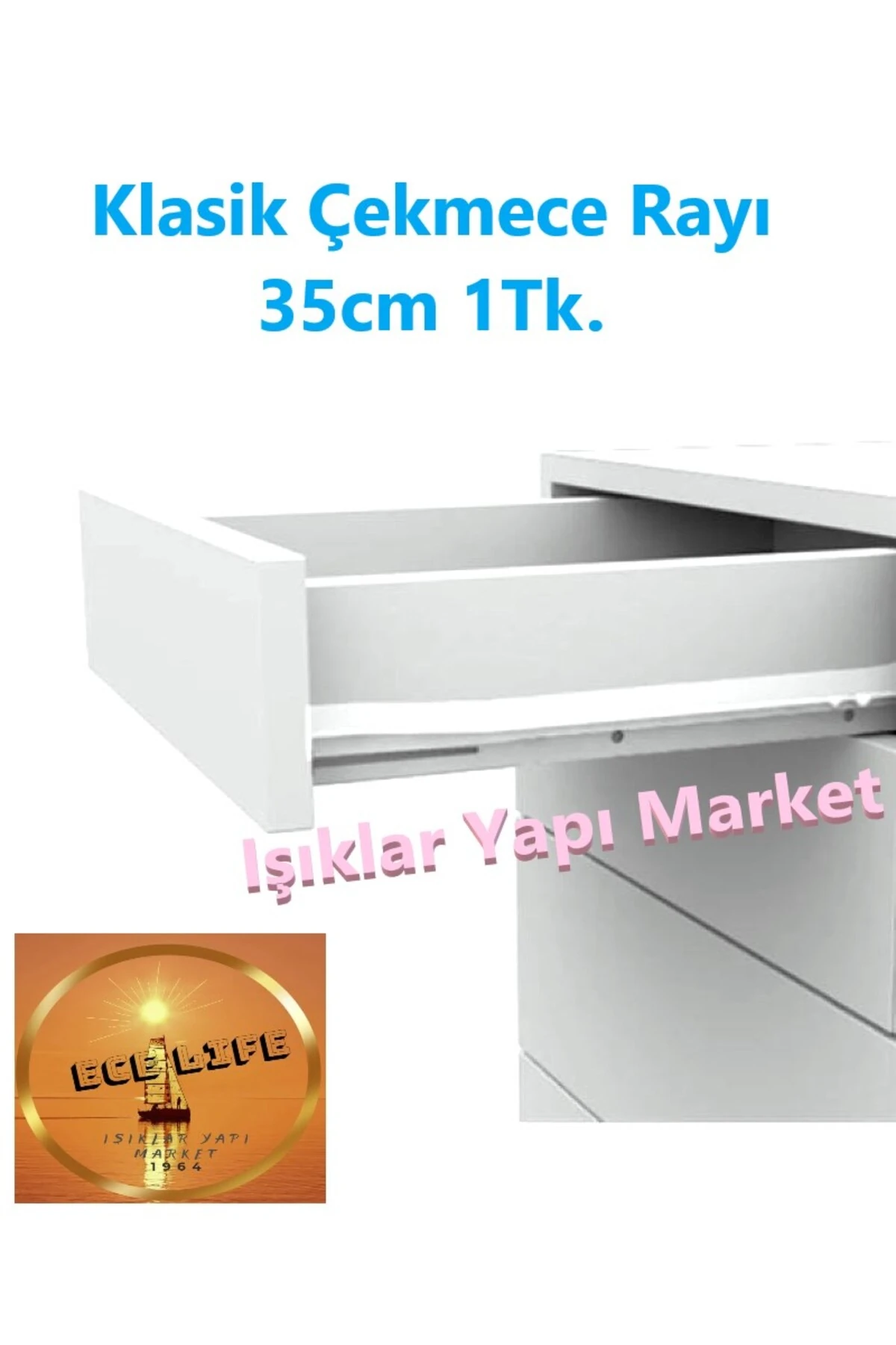 Çekmece Rayı -Klasik -Beyaz -35cm (Pk.İçi/Tk.: 1Takım)