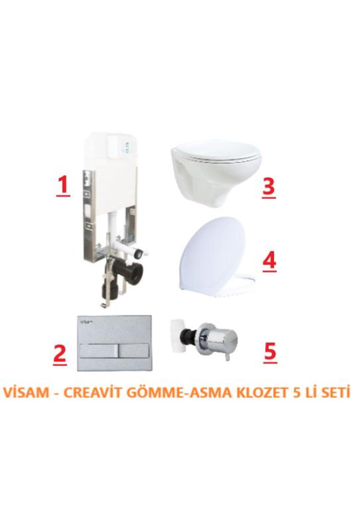VİSAM-CREAVİT TP320 - GÖMME REZERVUAR ASMA KLOZET SETİ 5 Lİ