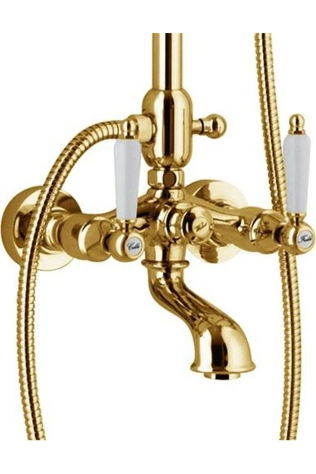 İtalyan Webert Karenina Banyo Bataryası Altın Swarovsky Taşli Duş Kolonu Ve El Duşu Seti