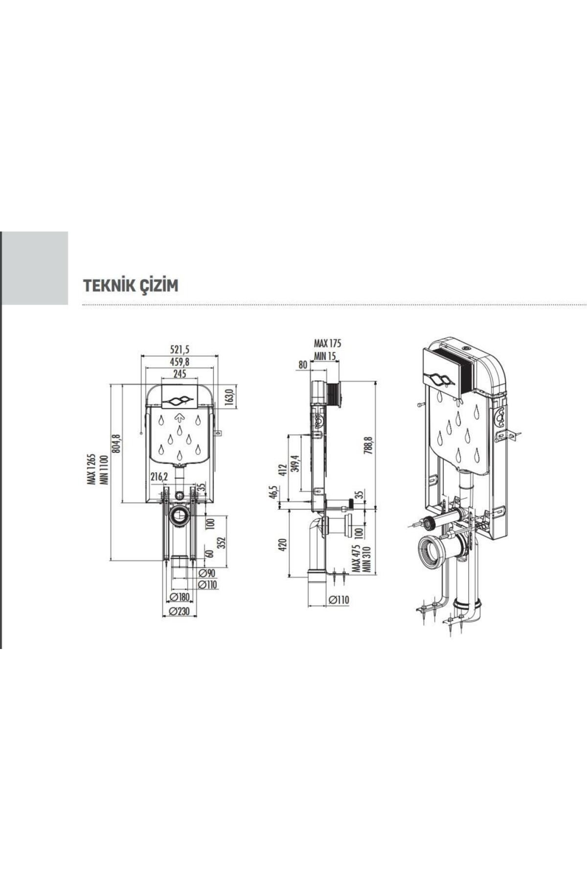 GR5001 + GP1002 Gömme Rezervuar - TP325 Asma Klozet 5li Set TEFEN KAPAK