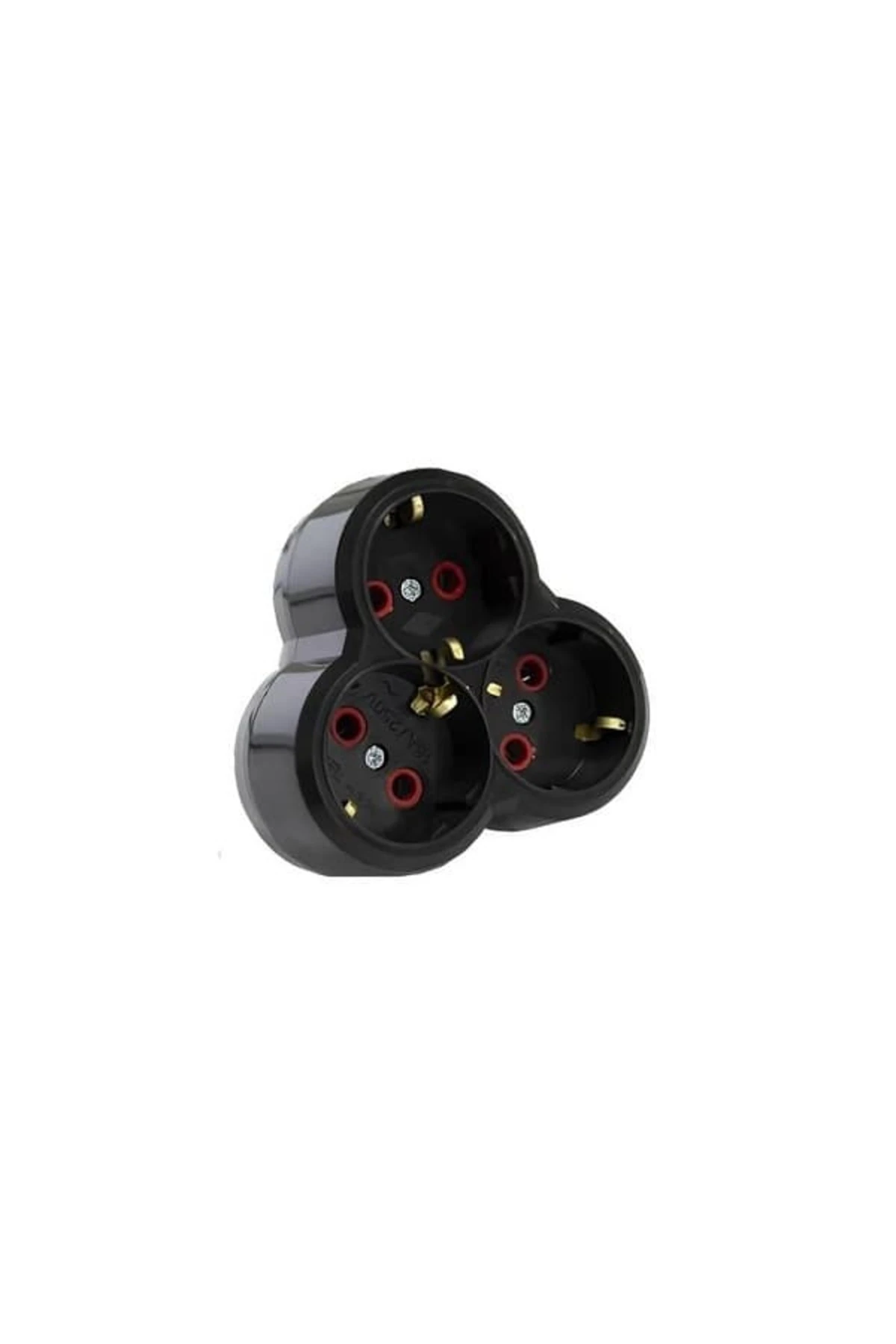 Üçlü Yonca Golyat Fiş Priz Siyah