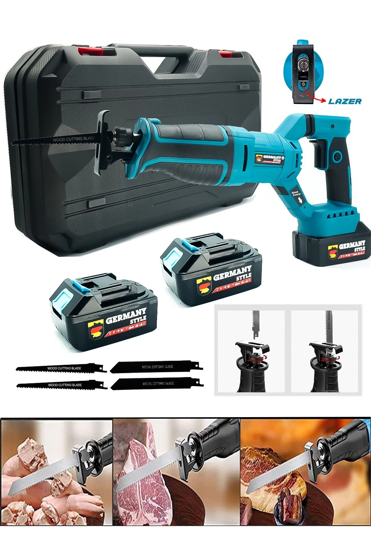 180 Derece Döner Şarjlı Kömürsüz Motor Lazerli Kemik Kesme Tilki Kuyruğu Testere