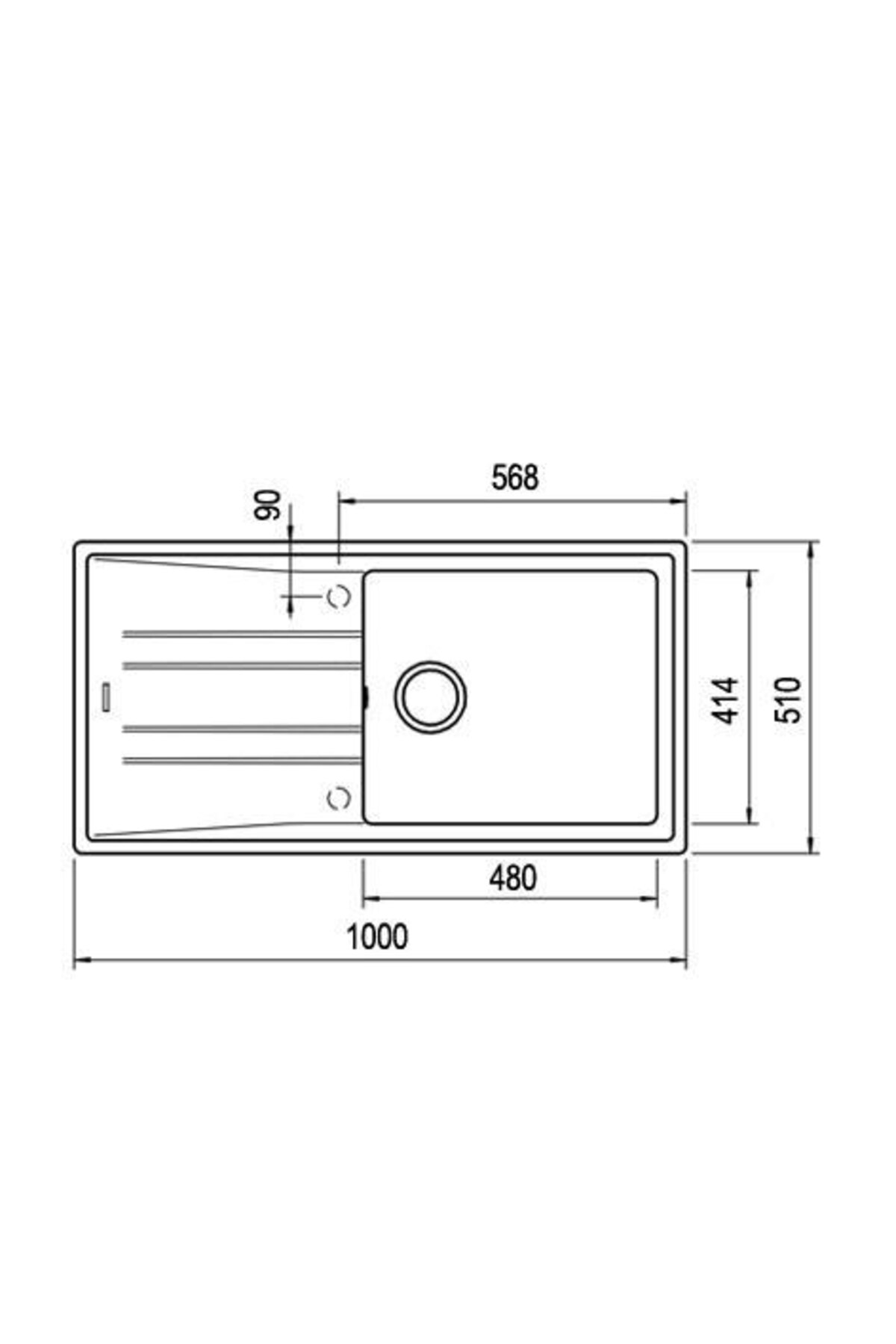 Stone 60 L-tg Beyaz Granit Evye - 100x51 Ölçü