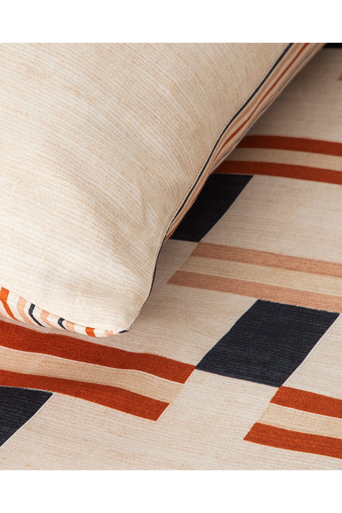 Timeline Dijital Baskılı Soft Cotton Çift Kişilik Nevresim Seti Terracotta