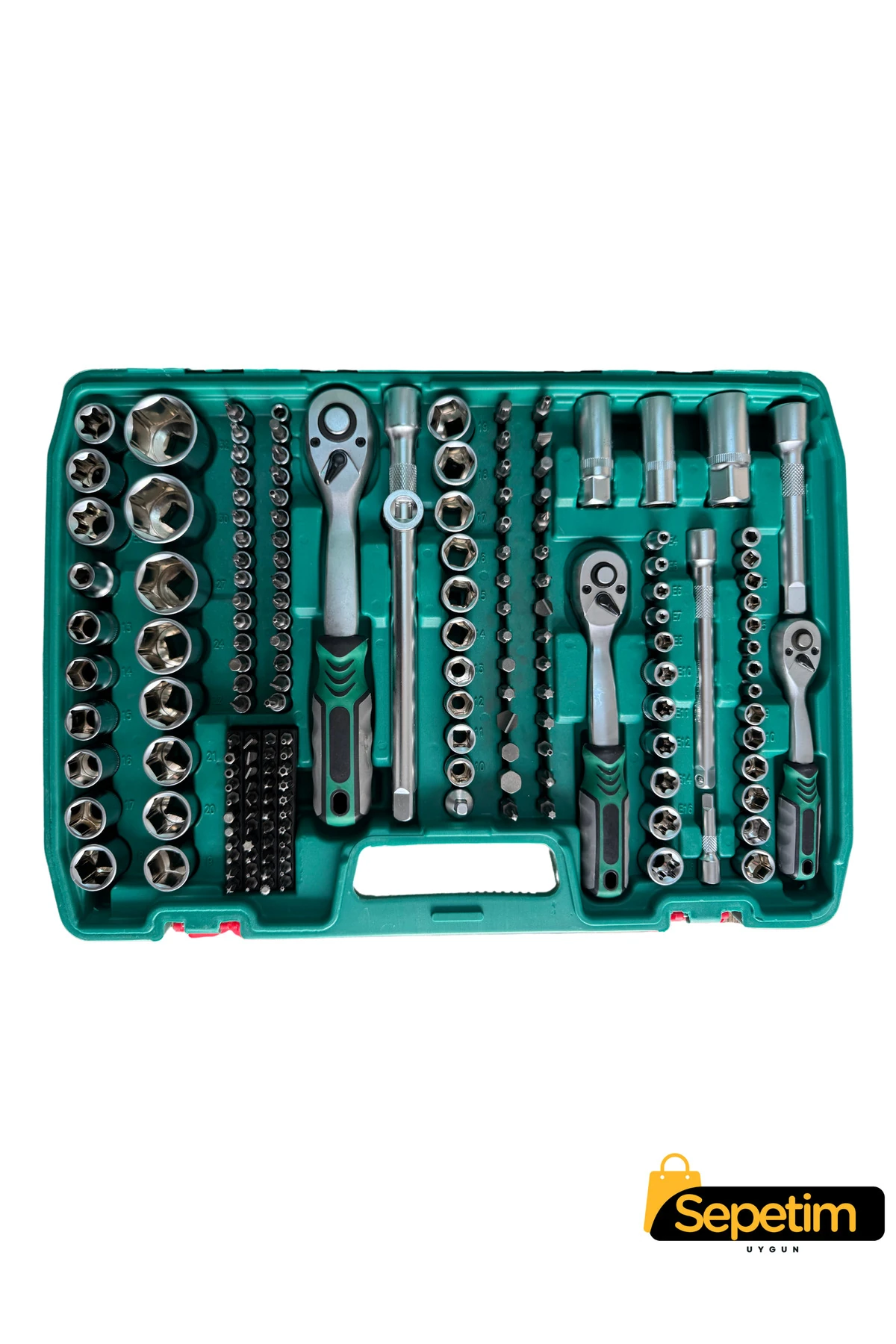 Tam Profesiyonel 72 Diş Eğik Cırcır 216 Parça Lokma Takımı Oto Tamirc 1/2-3/8-1/4