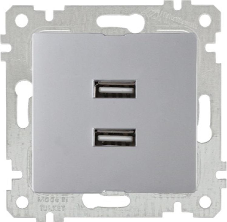 Rita Inox Mek+Tuş Ikili USB Şarj Prizi