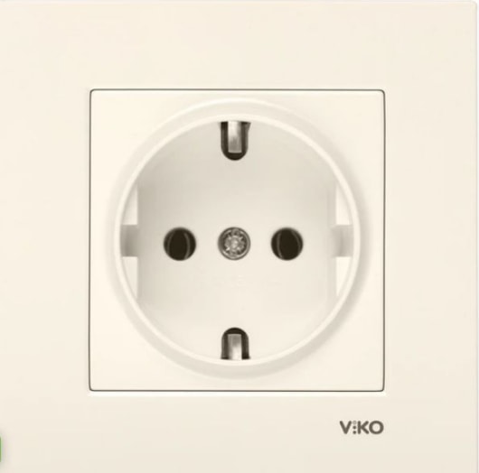 Karre Topraklı Priz (Çerçeve Dahil)- Krem