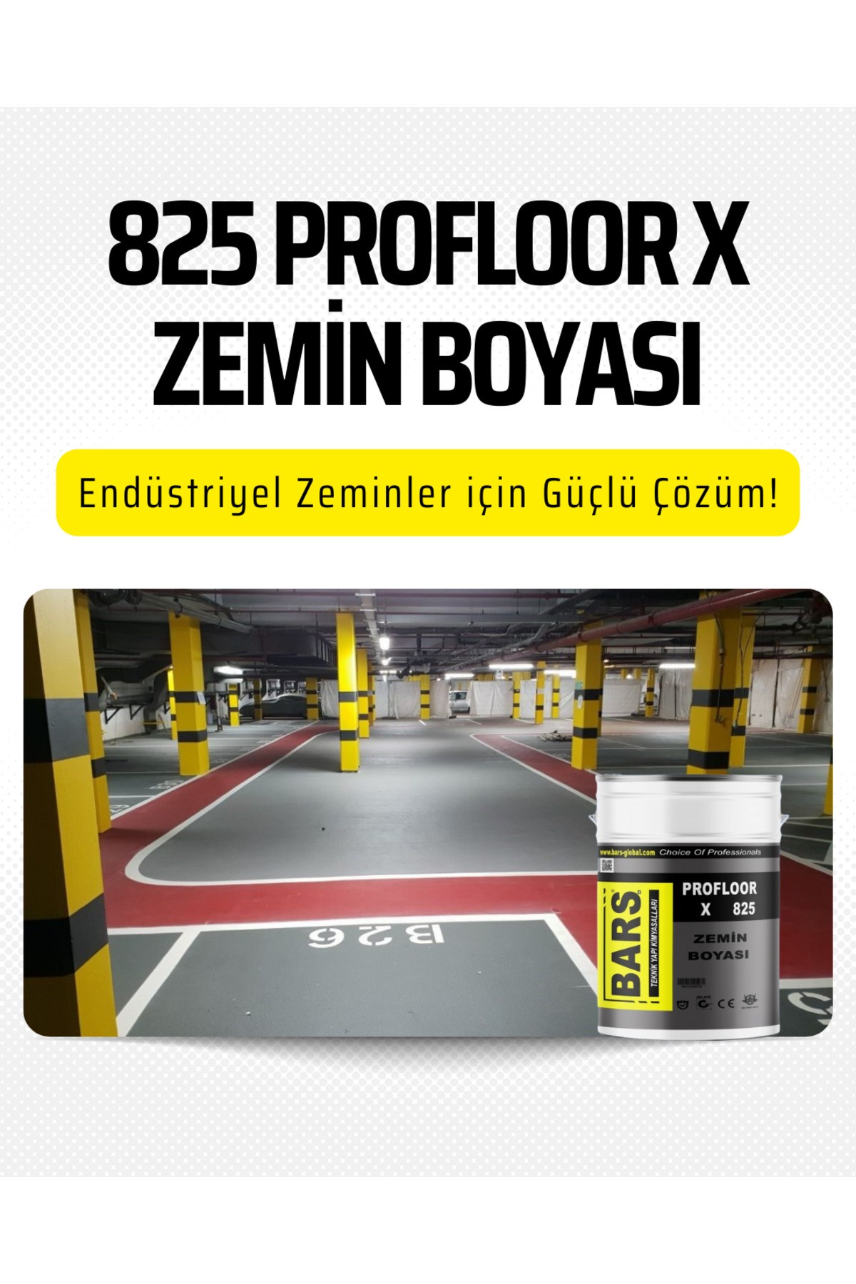Zemin Boyası, Iç Dış Mekan Uygun, Yüksek Aşınma Direnci, Geniş Renk Seçeneği Renk: Beyaz