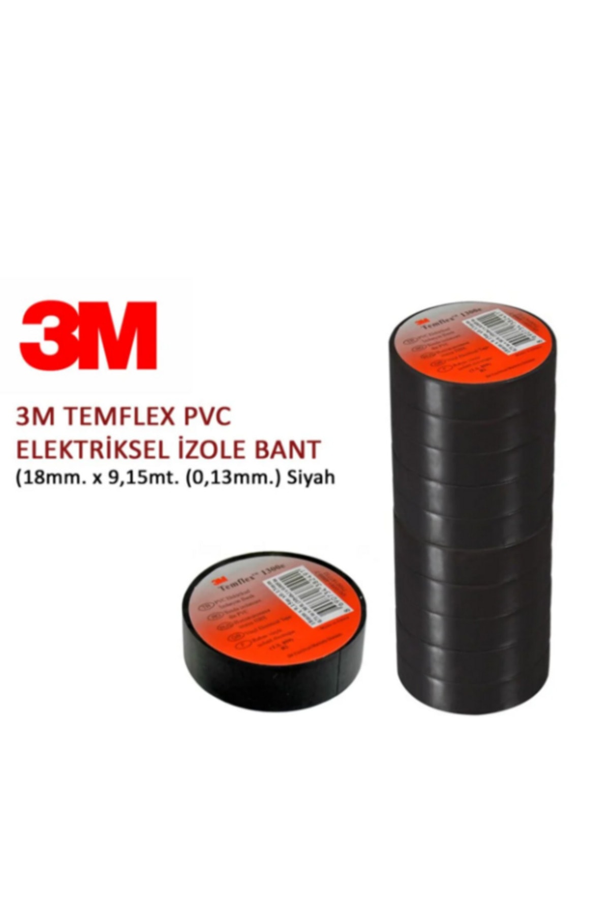 3 M Temflex Siyah Izolebant (ELEKTRİK BANDI) 10'lu