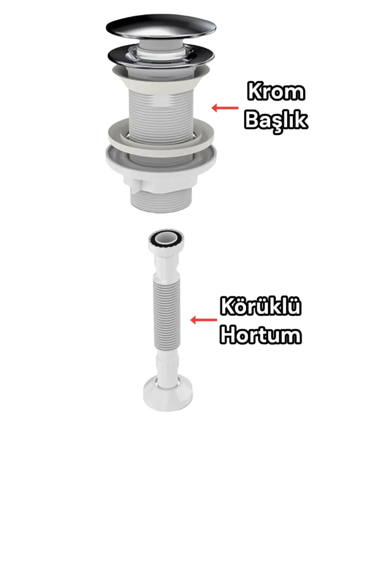 İzyapı Klik Klack Taşmalı Metal Bas Aç Lavabo Sifonu