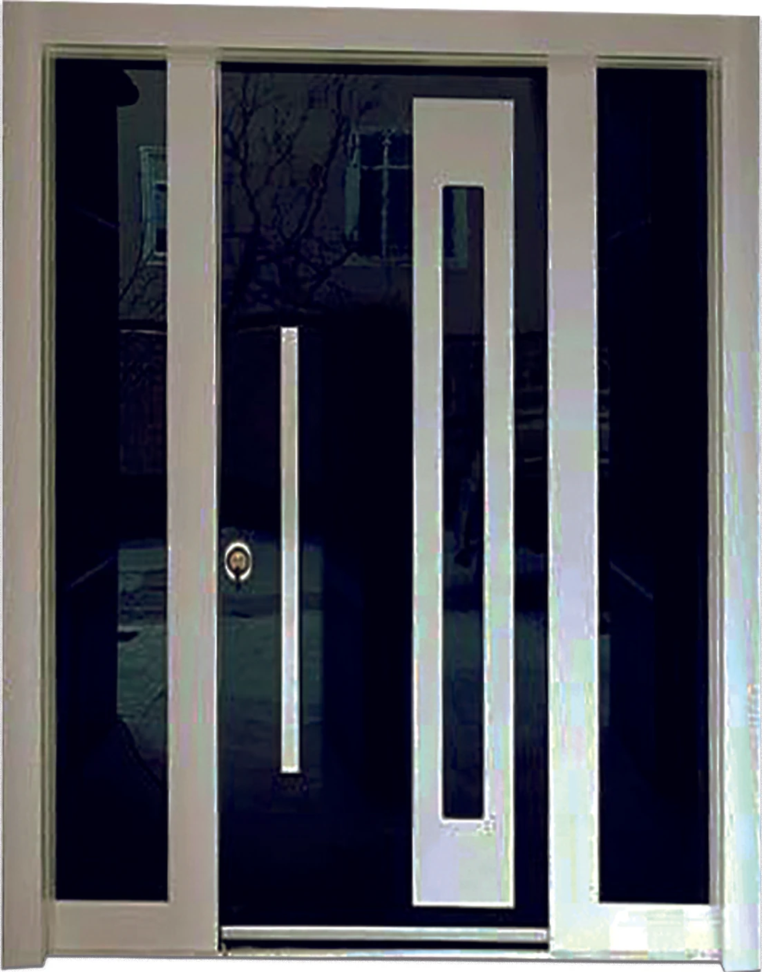 Çelik Kapı, Statik Beyaz Renk Kasalı Lüx Villa Kapısı, Bina Giriş Kapısı, Çelik Kapı