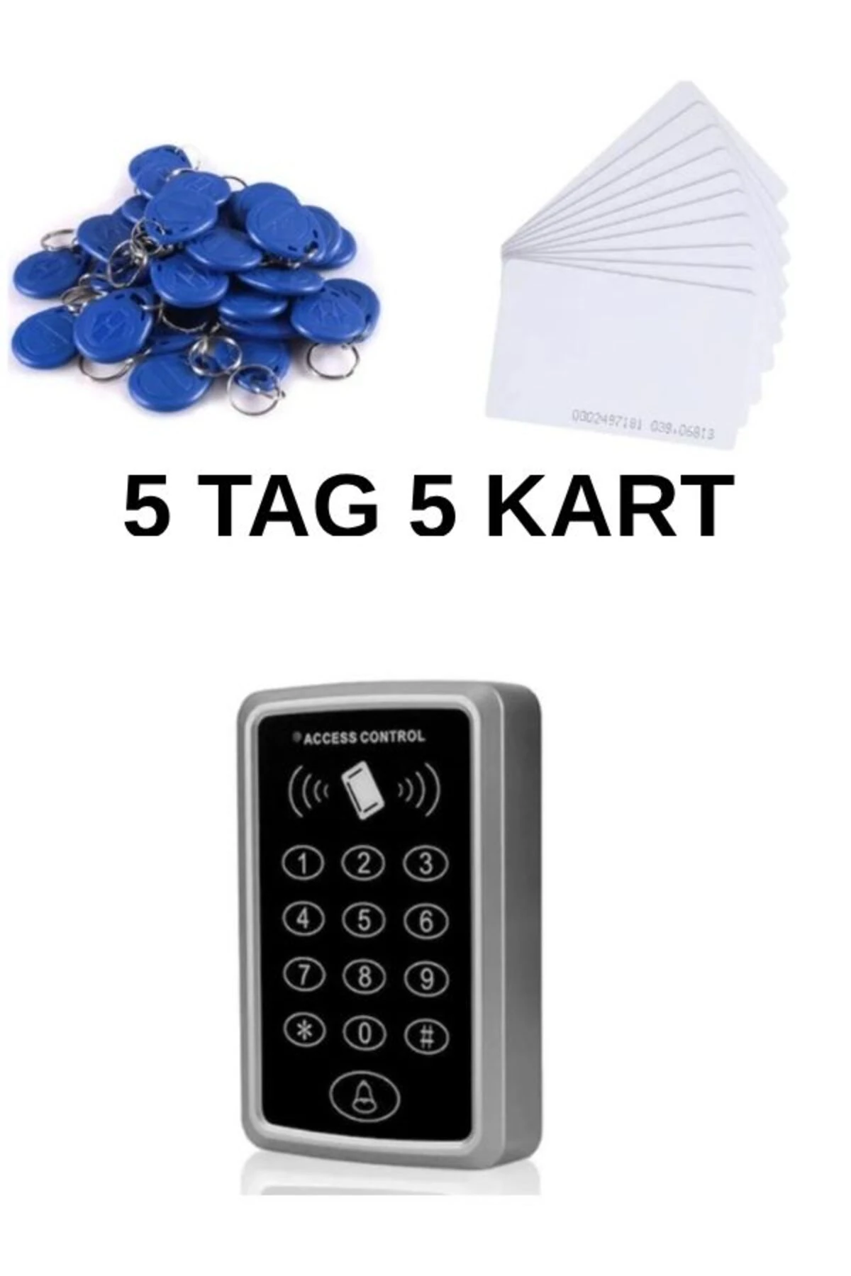 Rfıd Şifreli Kapı Kilidi Kart Okuyucu Kartlı Geçiş Kontrol Sistemi-5proxkart-5anahtar