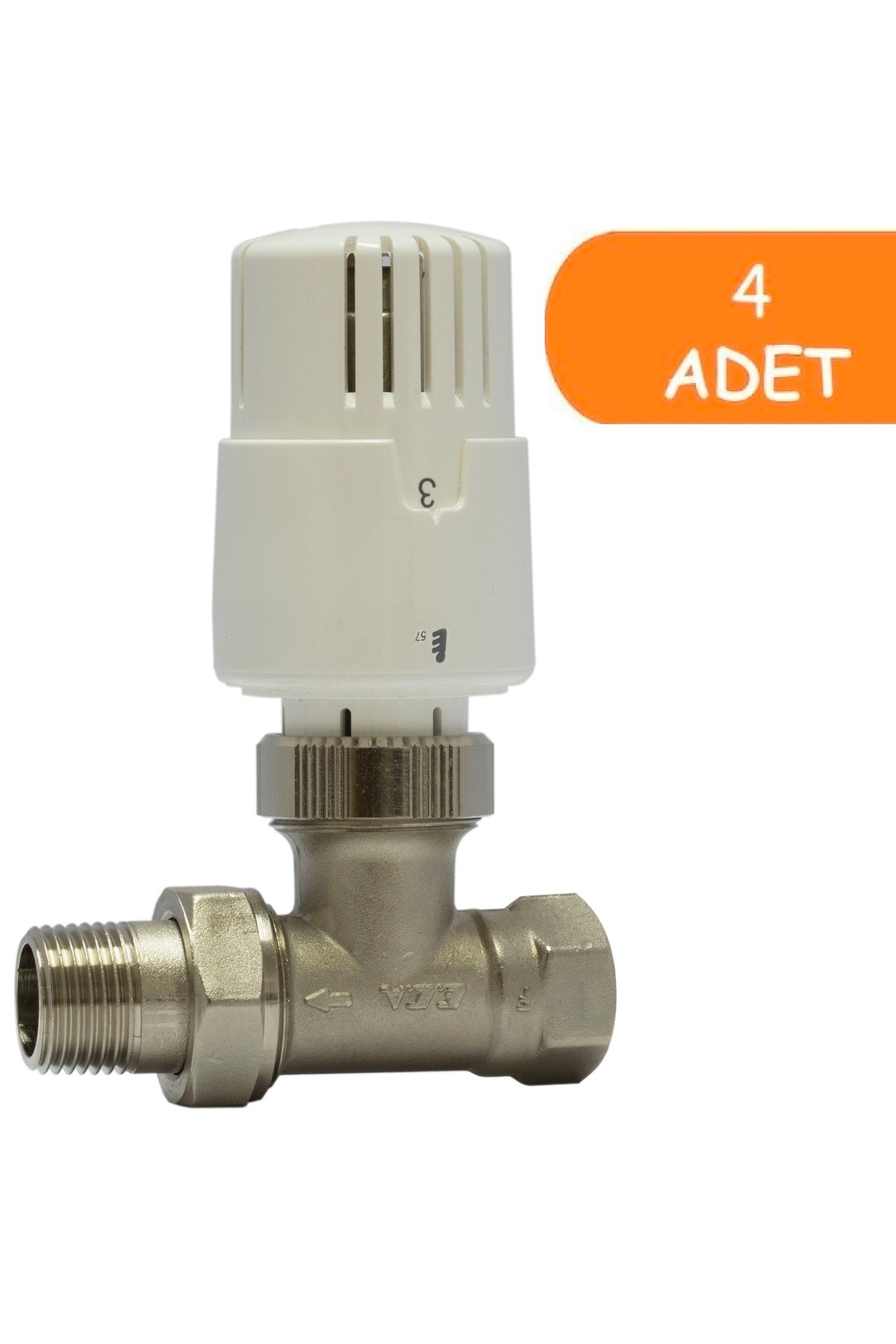 4 Adet ECA TRV4 Termostatik Düz Radyatör Valfi Petek Vanası 602120756