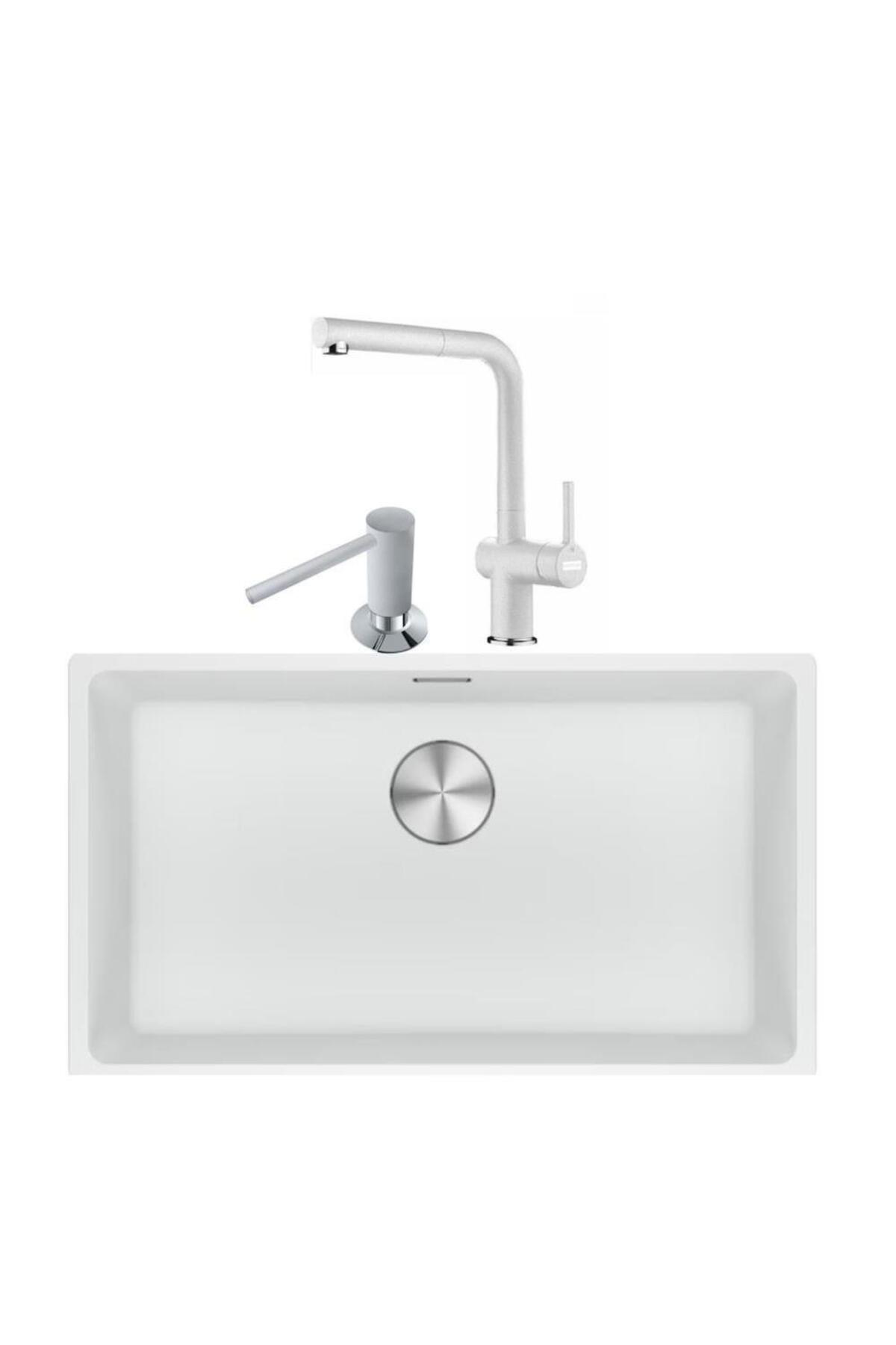 Maris Mrg 210/110-72 Bianco Granit Eviye Actıve Plus Doccia 2.0 Armatür Sıvı Sabunluk Üçlü Se