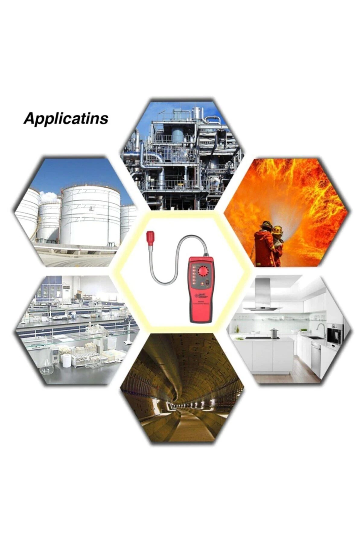 Gaz Analizörü Yanıcı El Dedektörü Doğal Gaz Kaçak Belirleme Ölçüm Cihazı Ses Ve Işık Alarmı AS8800L