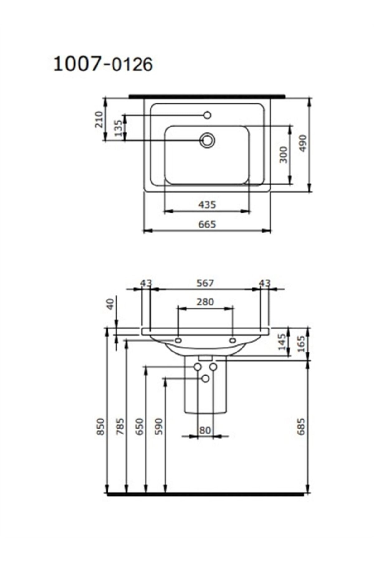 Taormina Pro Etajerli Lavabo 66 Cm Parlak Beyaz 1007-001-0126