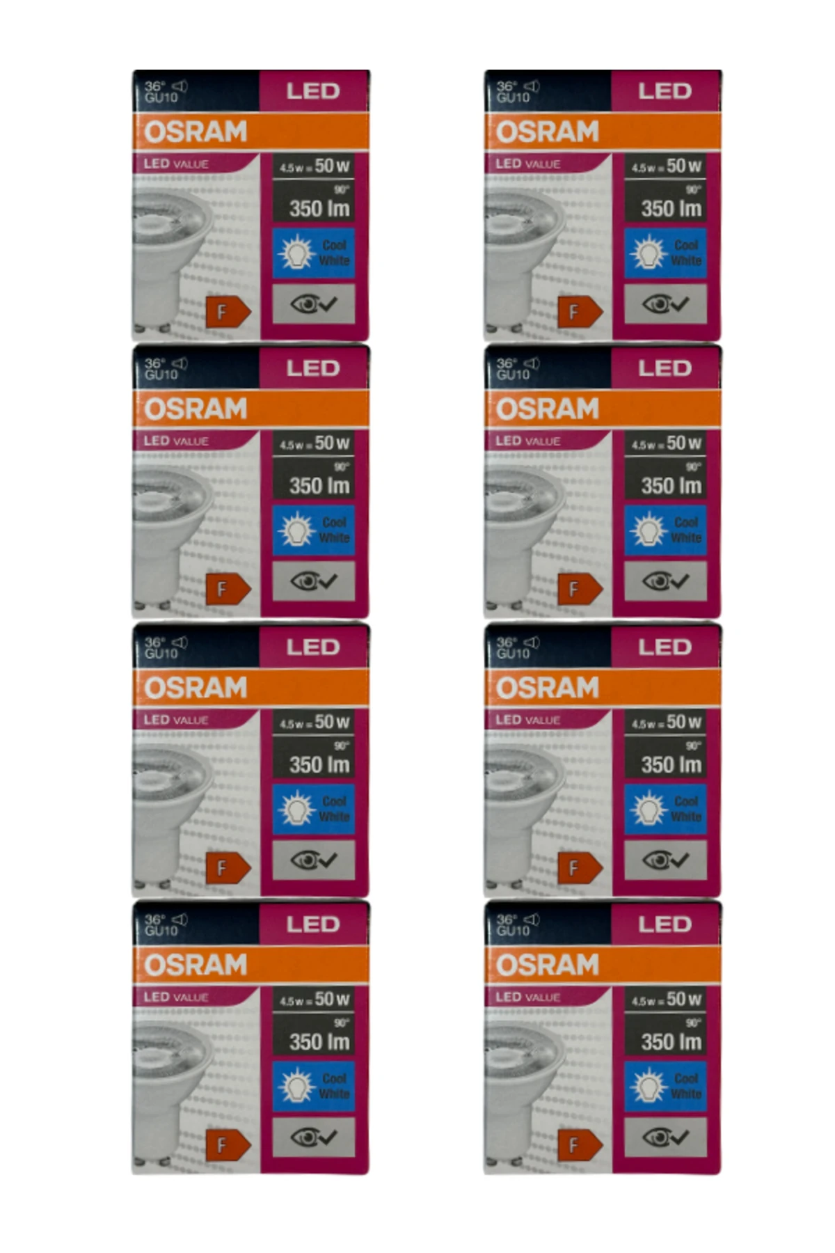 4.5W (50W) 4000K (Günışığı) GU10 Duylu Par16 Led Spot (8 Adet)