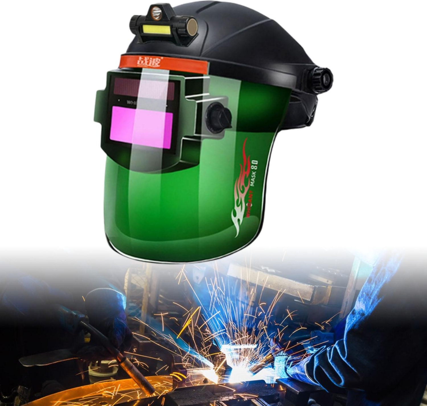 Güneş Enerjili Otomatik Kararan Kaynak Kask Kaynakçı Gözlük Aralığı Için 9-13 Geniş Gölge (Yurt Dışından)
