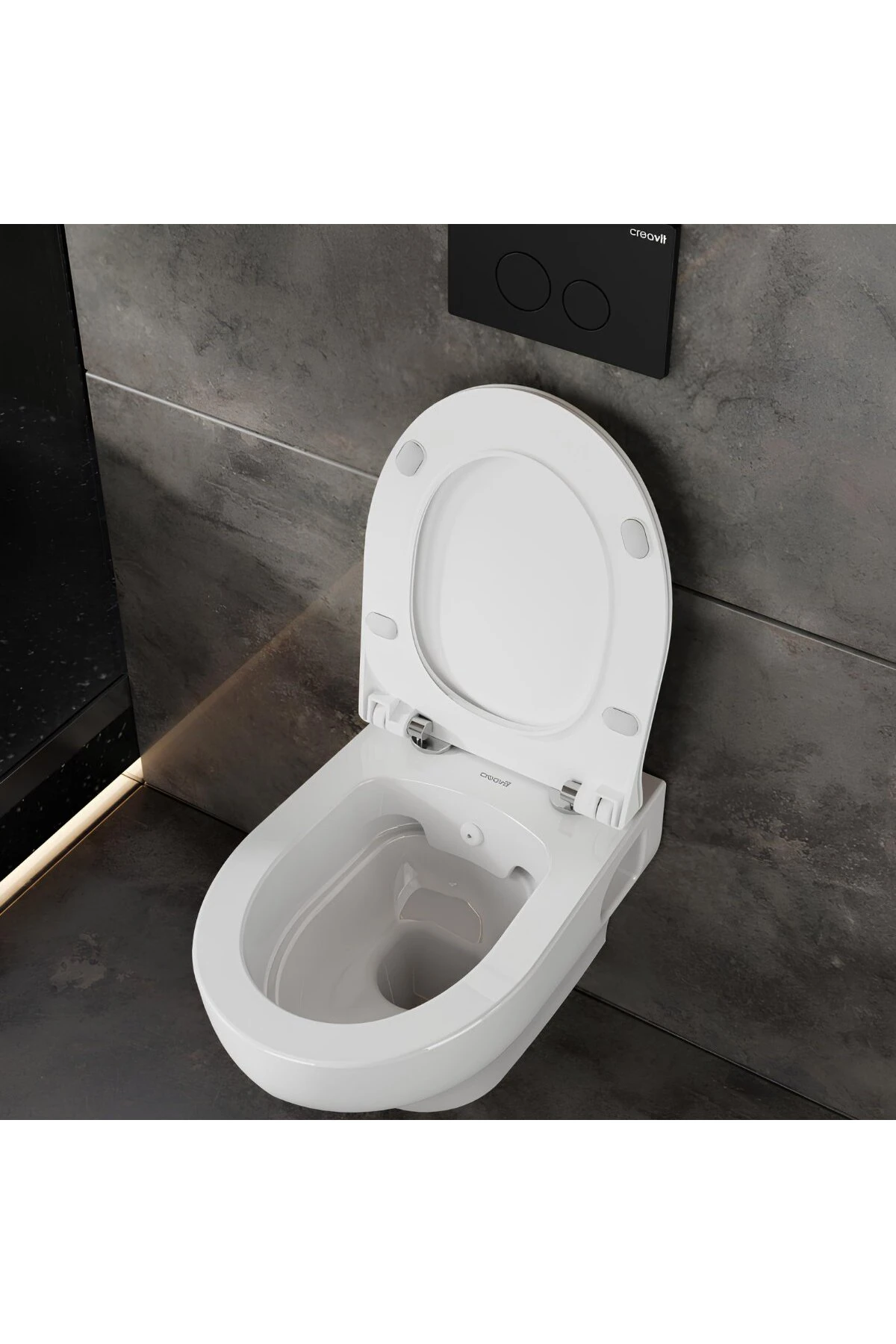 Ness Beyaz Kanalsız Açık Montaj Asma Klozet NS322, Ness Duroplast Yavaş Kapak KC3403