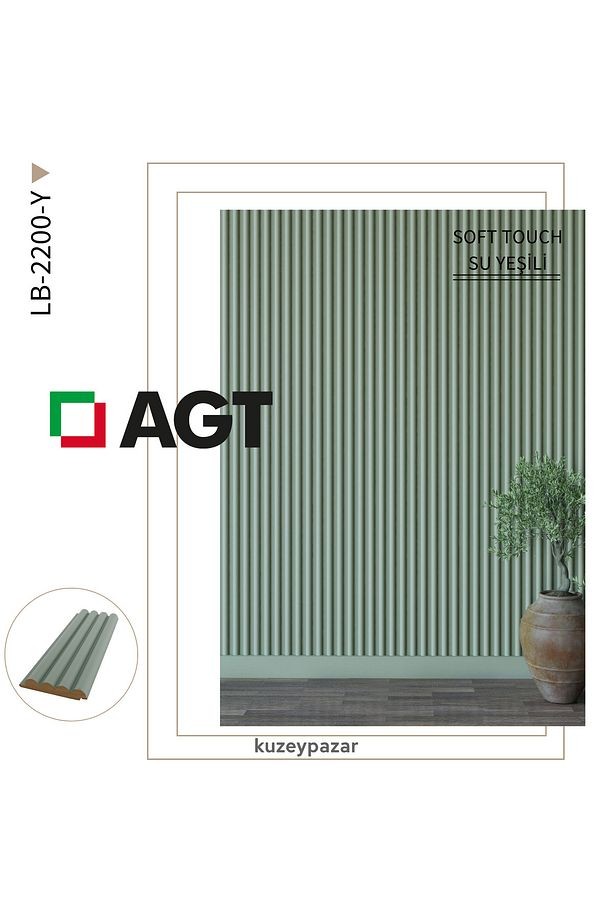 AGT Duvar Lambri Profili Lb 2200- SOFT TOUCH SU YEŞİLİ
