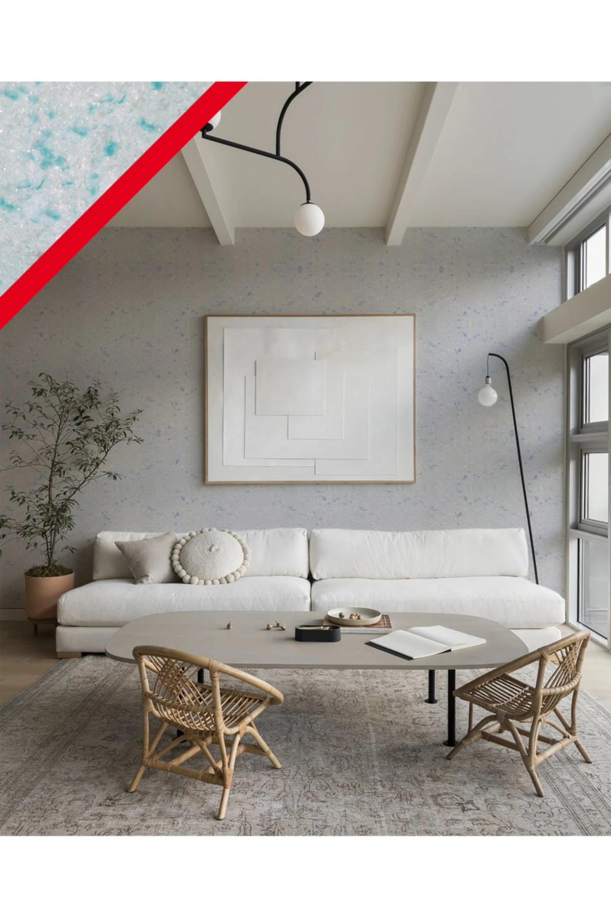 Enerjik Isı Ve Ses Yalıtımlı Ipek Sıva Elegans Serisi -  Turkuaz Beyaz Mix