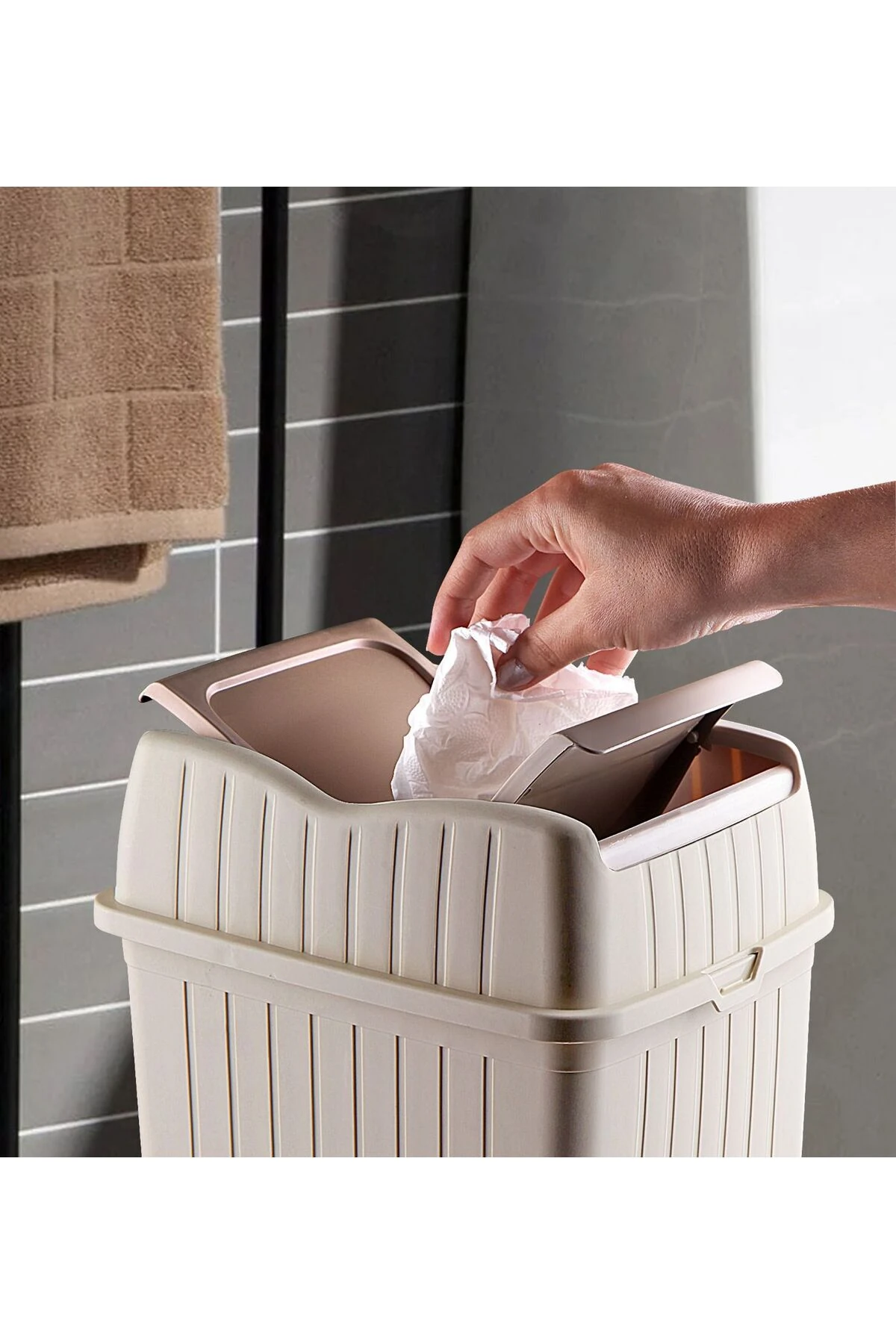 10Lt. Çift Kapaklı Çöp Kovası, Mutfak ve Banyo İçin Çöp Kutusu