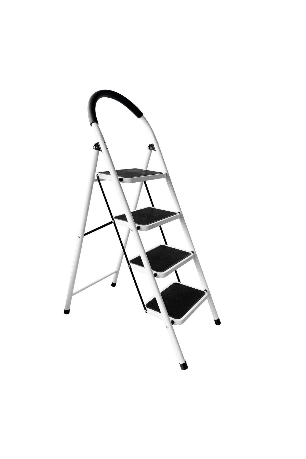 Metal 4 Basamaklı Katlanır Merdiven | Geniş Kaymaz Yüzeyli Basamaklı Ev Tipi Lüks