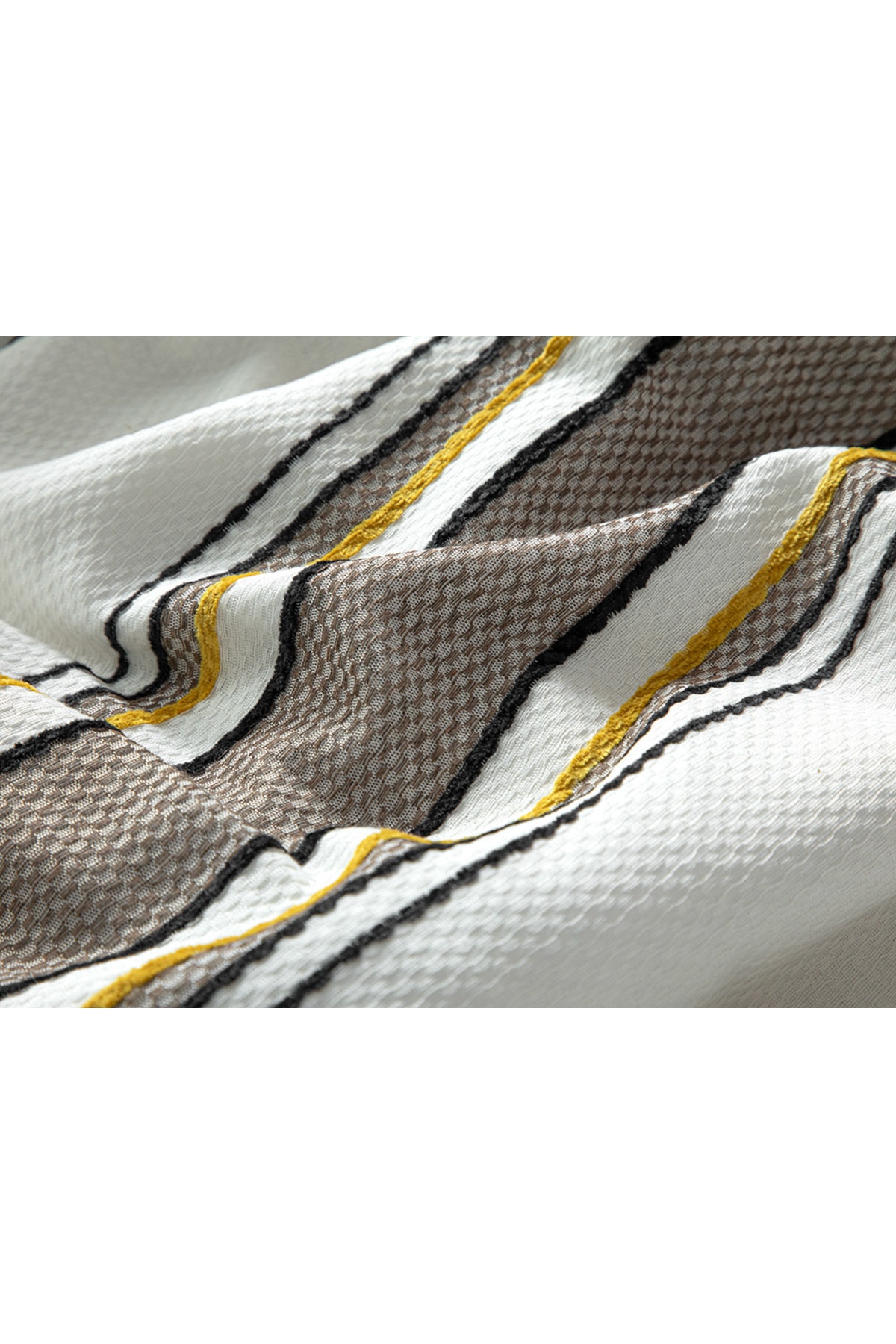 Fine Lines Şönil Iplikli Ipliği Boyalı Tek Kişilik  Nevresim Takımı 160x220 Cm Sarı - Kahve
