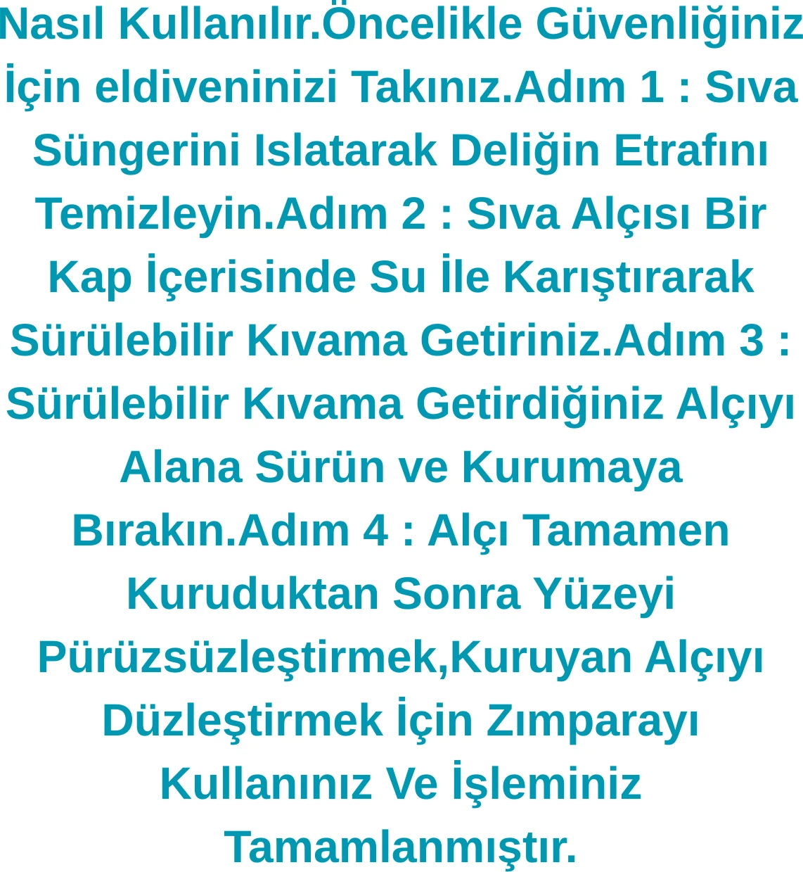 Duvar Tamir Seti 2 kg Sıva Alçısı, Alçı,spatula,zımpara,sıva Süngeri,eldiven 5 Parça Set