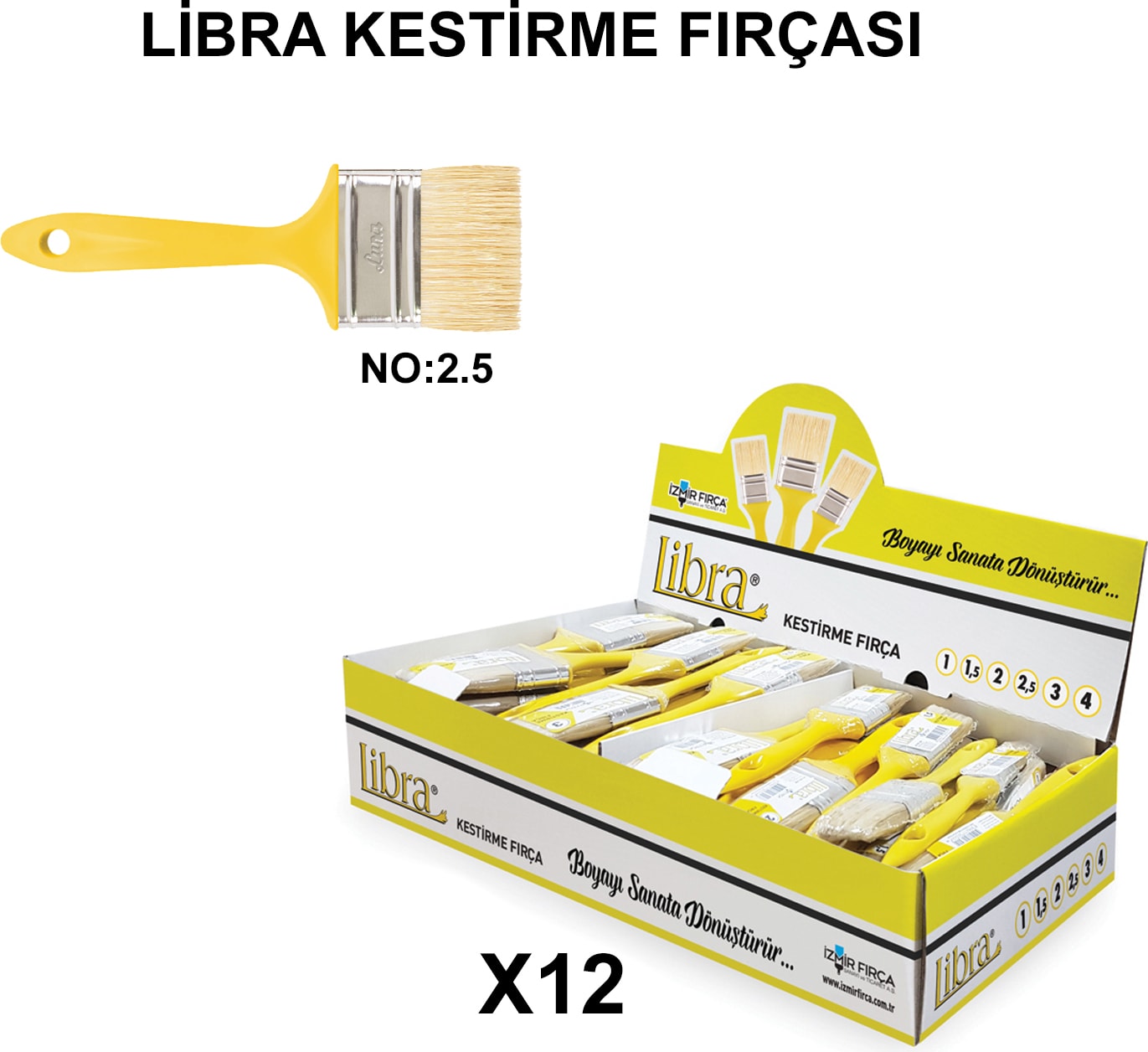 Izmir Fırça Arge Toptan Libra Kestirme Fırçası No 2.5 - 12 Adet 003255