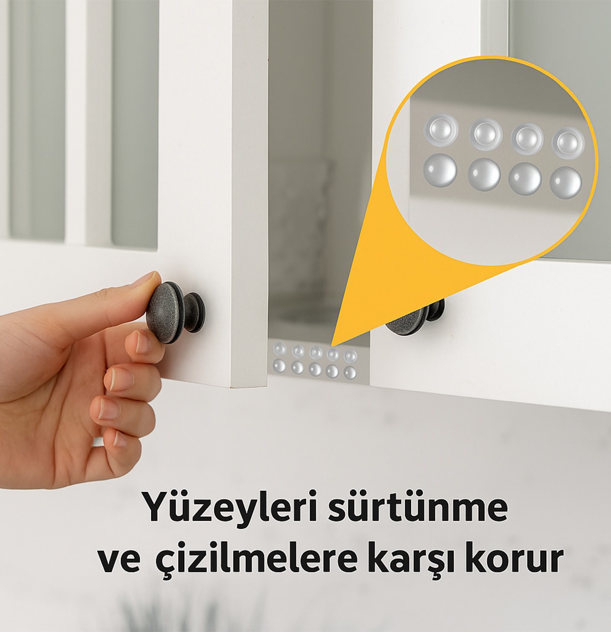 100’LÜ 10MM Yapışkanlı Şeffaf Silikon Ses Stoperi Dolap Çekmece Tamponu Koruyucu