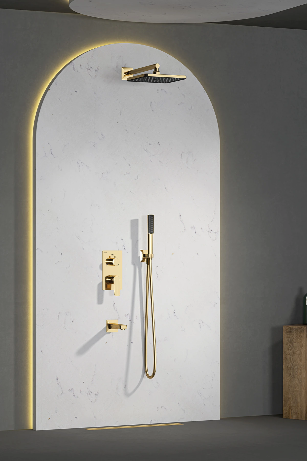 Ciera Pro Üç Yönlü Duş Seti-Altın