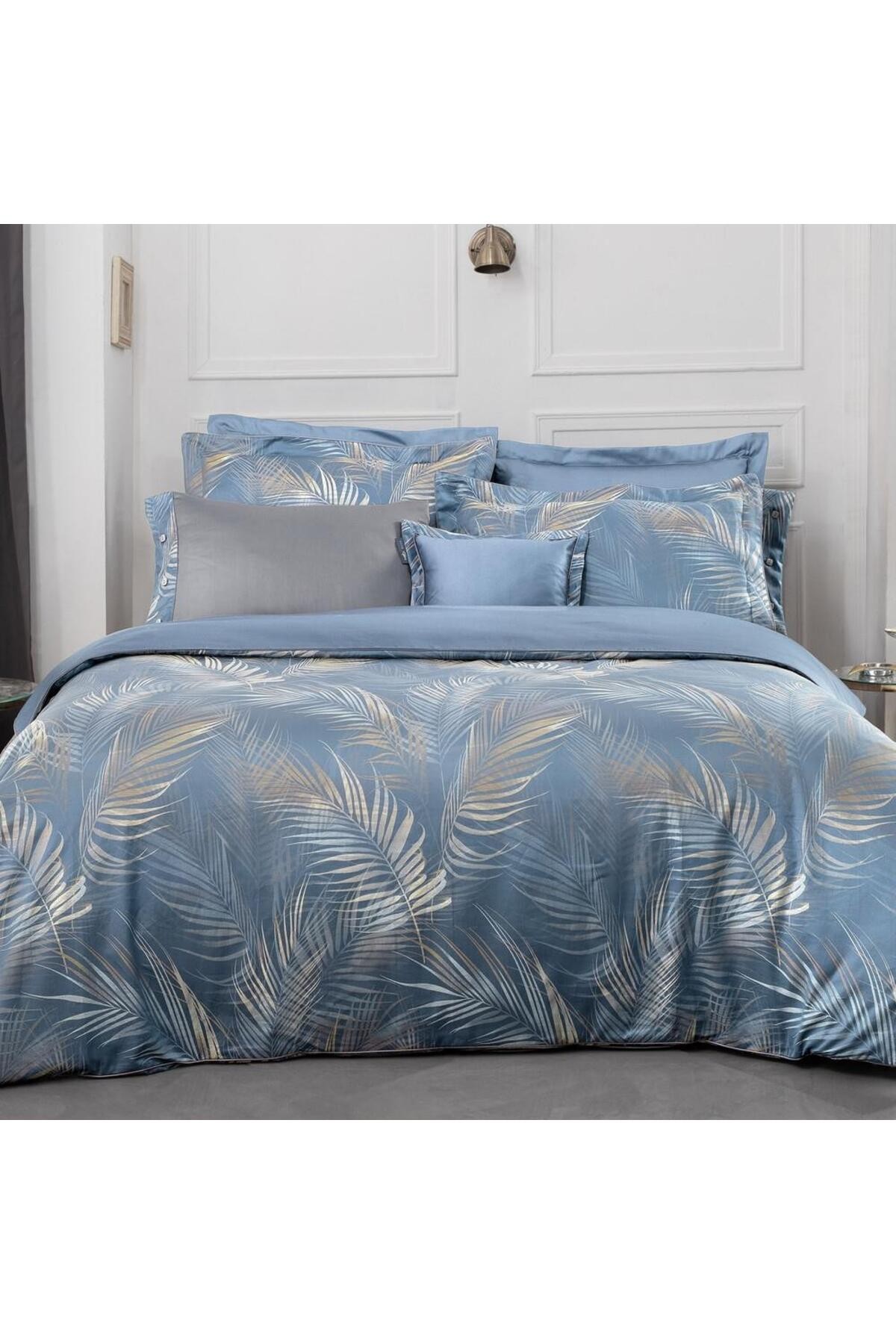 Saturn Jakarlı Nevresim Takımı King Size , .Mavi