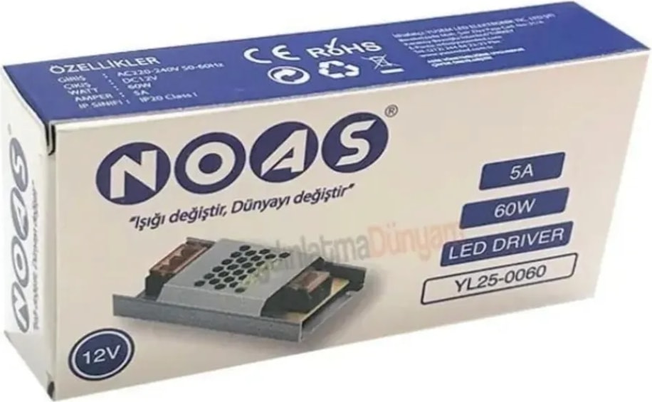 12 Volt 5 Amper 60 Watt Şerit LED Trafosu