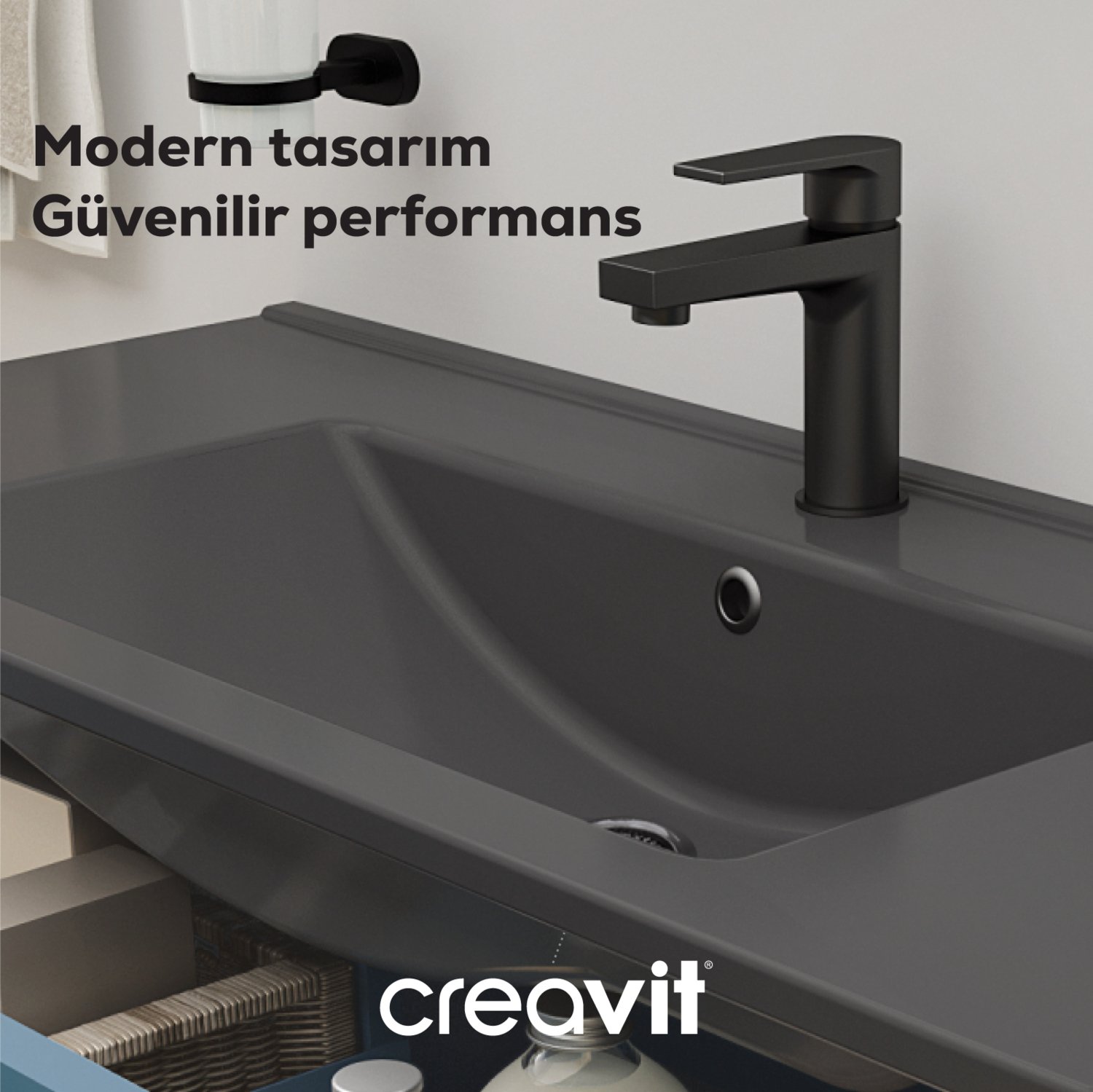 Lavabo Sifon Başlığı Seramik Üst Takım Taşmasız Siyah