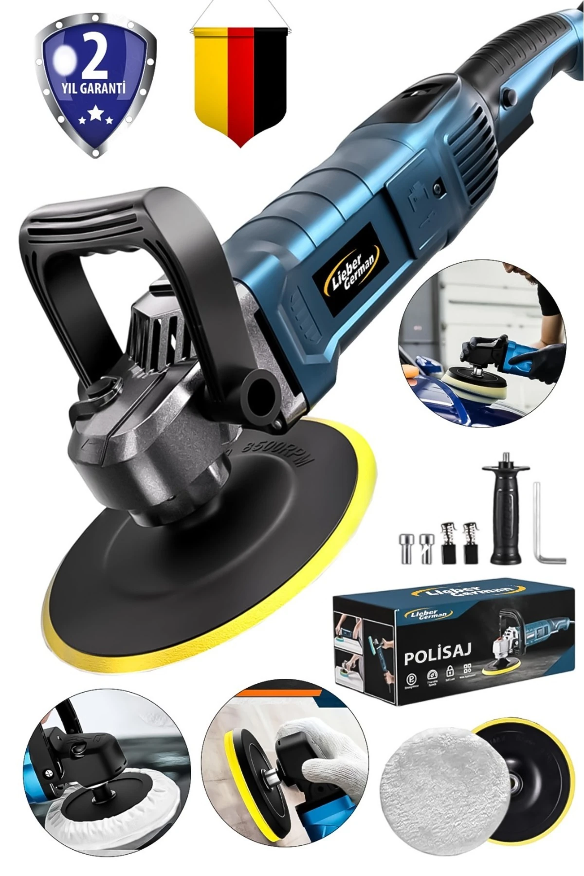 Kimmer Plus Profesyonel 1200 W 180 Mm 6 Kademeli Kutulu Zımpara Pasta Cila Ve Polisaj Makinesi