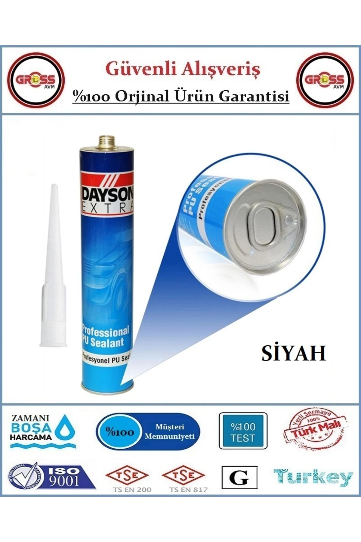 Pu Profesyonel Silikon Mastik 280ML - Orjinal Ürün - Siyah