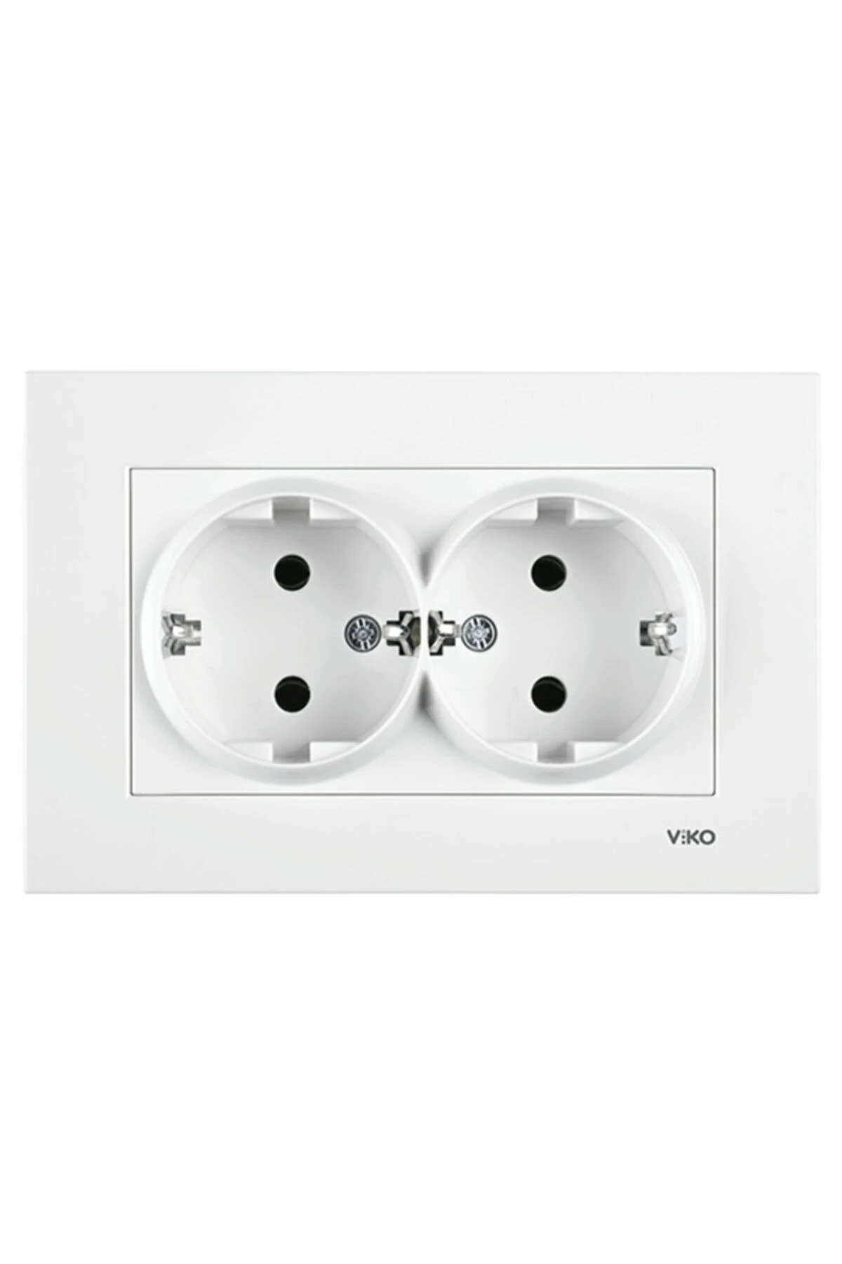 Karre Beyaz Ikili Topraklı Priz Çerçeve Dahil