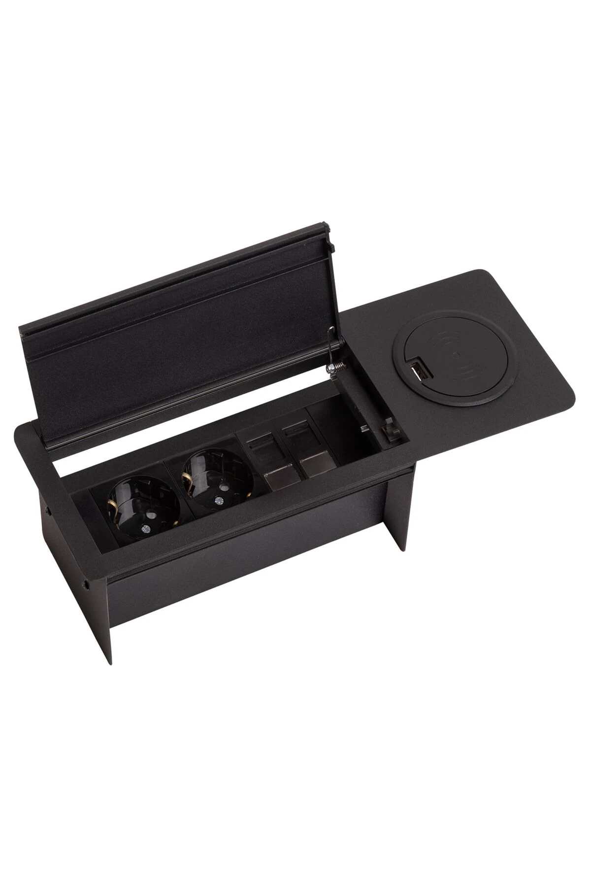 Monza Wireless Serisi Bas Aç Kapaklı Fırçasız Masa Priz Siyah