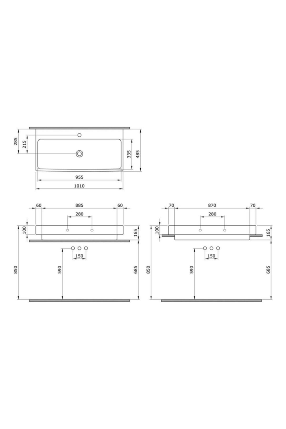 Scala Tezgah Üstü Lavabo 100 Cm Parlak Beyaz 1079-001-0126