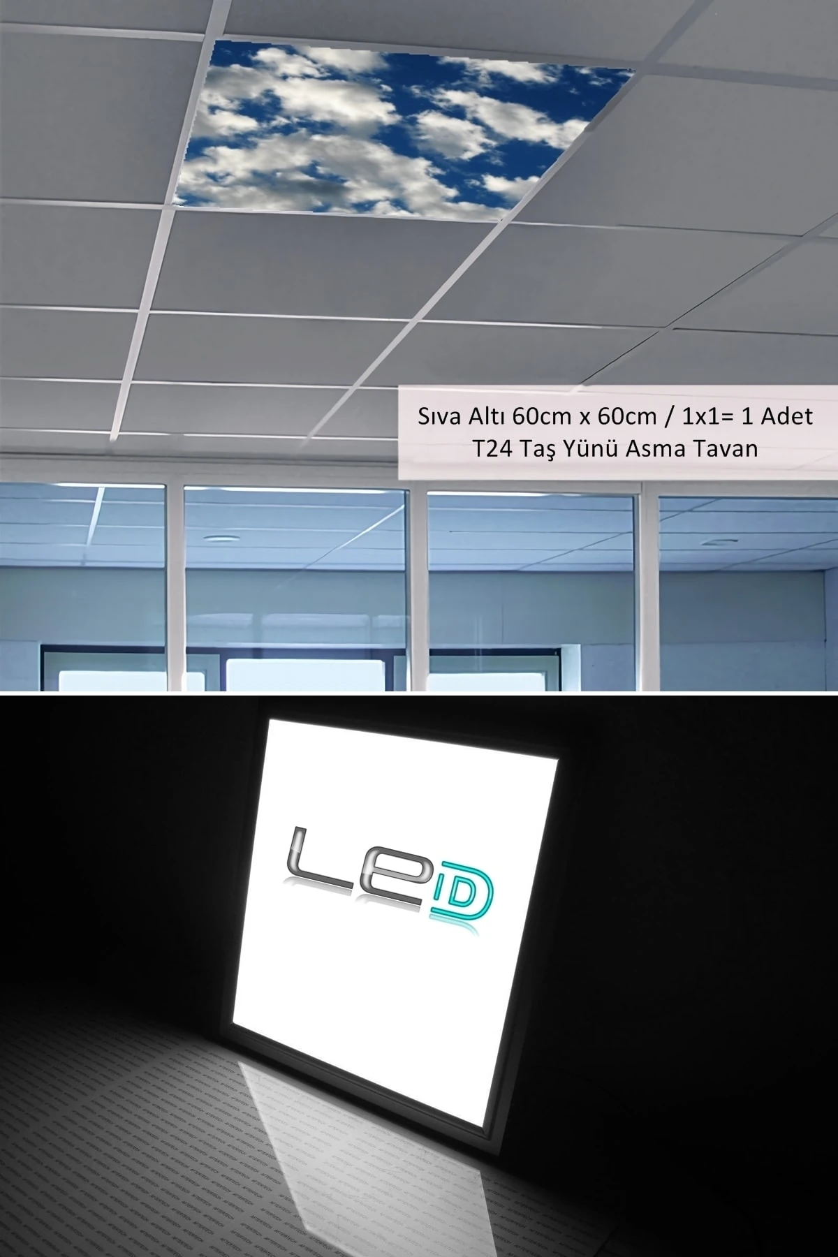 Asma Tavan Led-60cmx60cm-sıva Altı-54w-6500k-led Panel-led Armatür- 60x60 Taş Yünü Asma Tavan Ledi