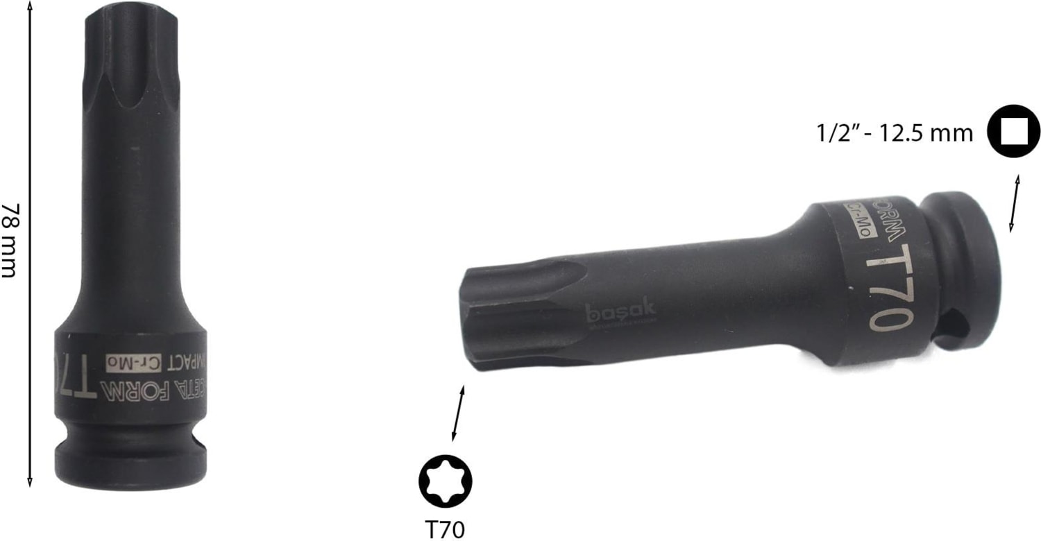 T70 1/2” Havalı Torx Uçlu Lokma Anahtar C68-T70
