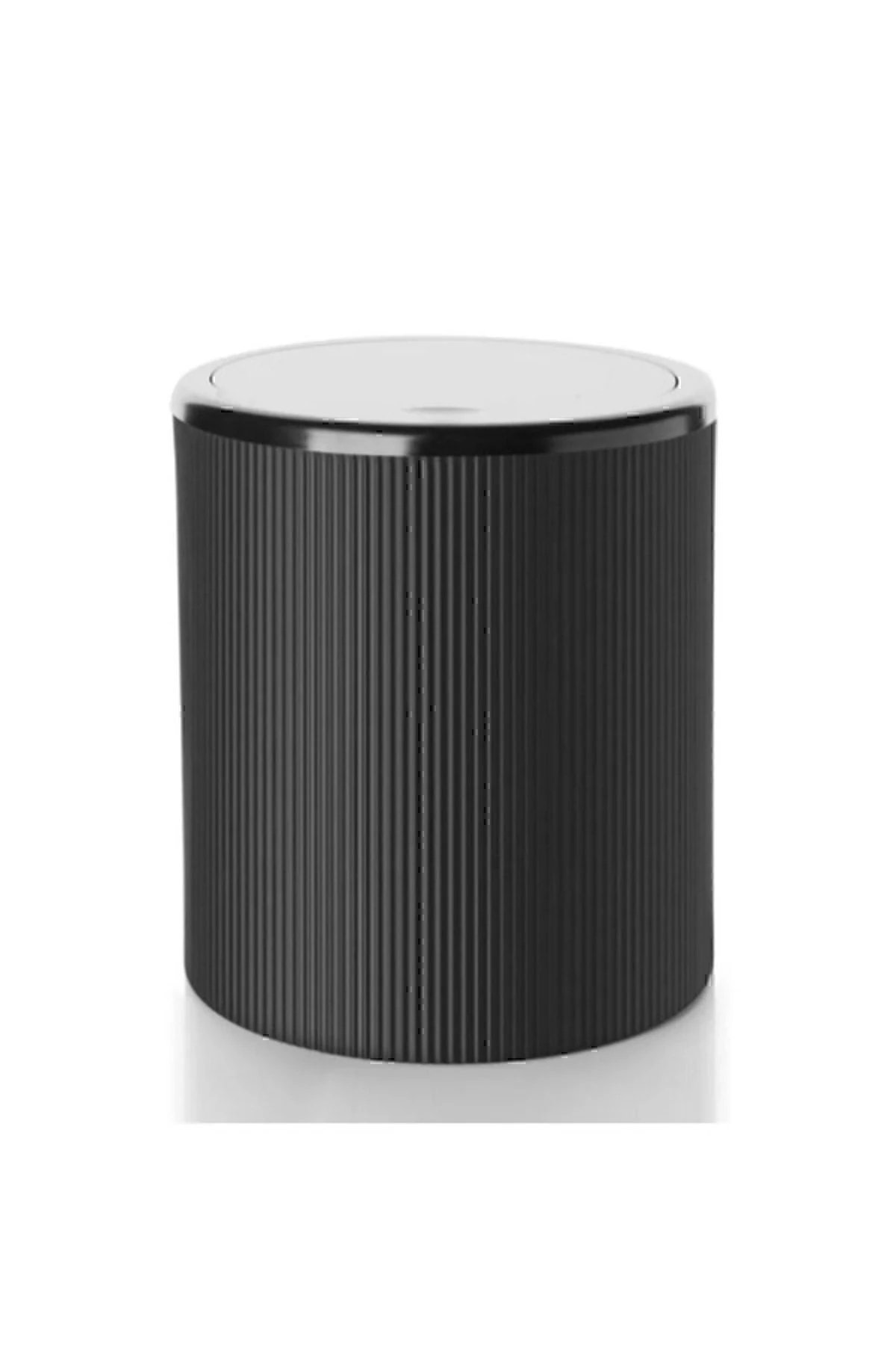 Siyah Çizgili Yuvarlak Alkano Çöp Kovası 6 Litre Banyo Mutfak Çöp Kutusu