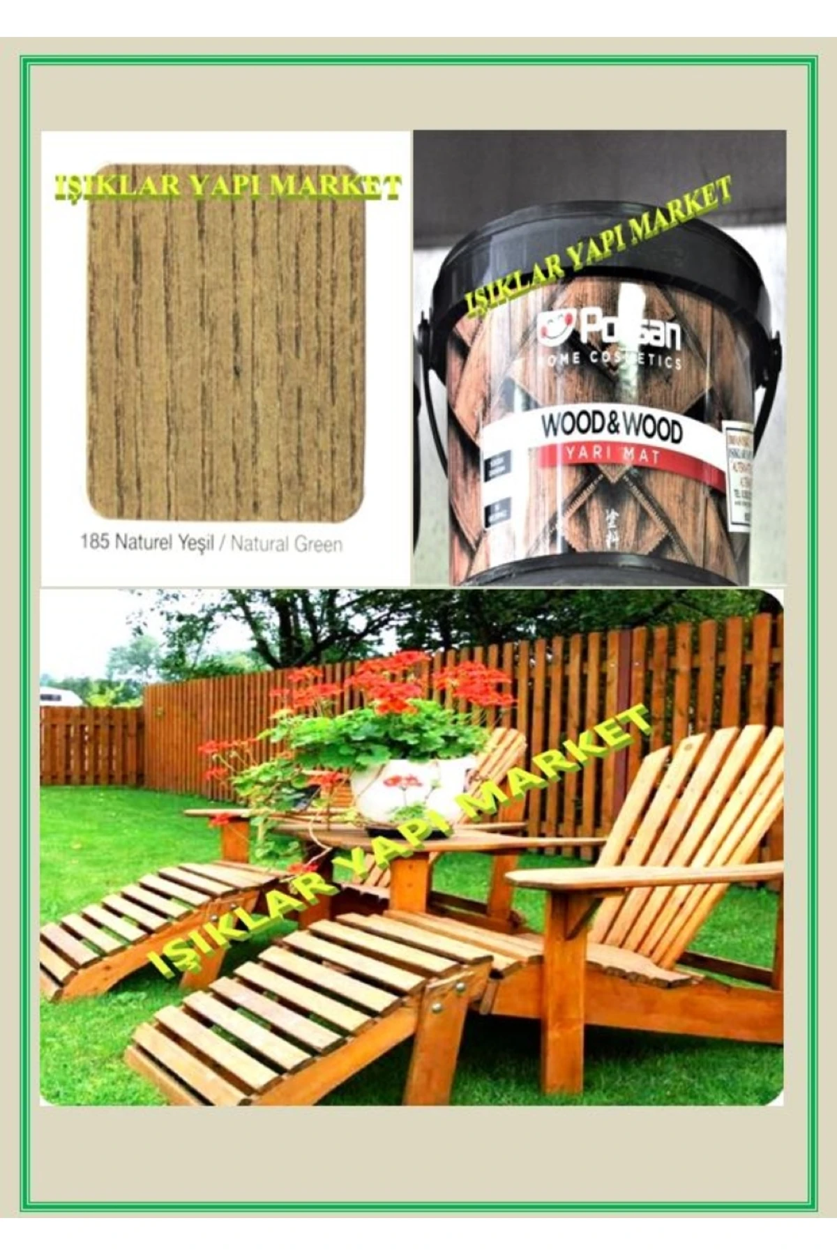 Wood&w-antiaging-ahşap Verniği-yarı Mat-su Bazlı-2,5litre (2,60KG.)-185-naturel Yeşil