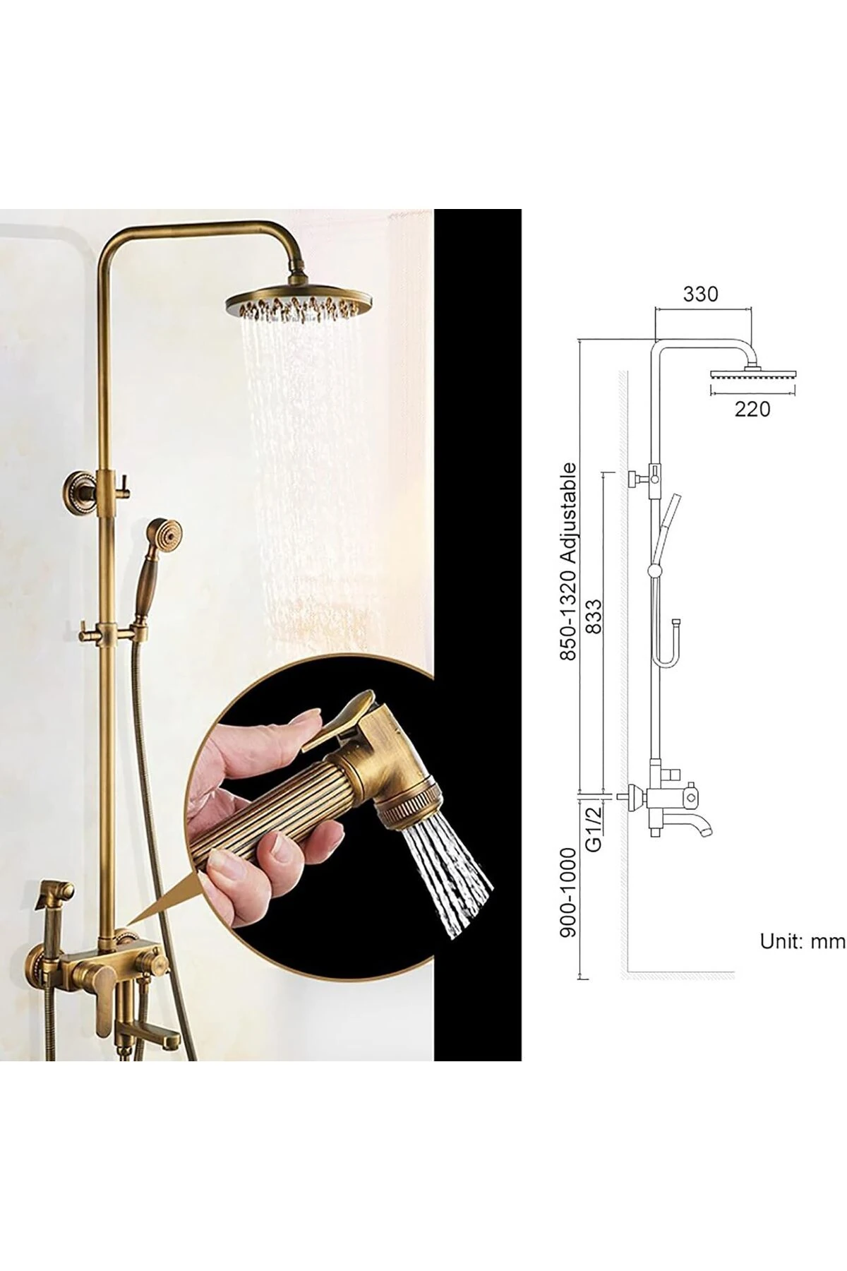 Banyo Bataryası ve Duş Seti Antik Renk Bide Fiskiyeli Yeni Model 7 Yıl Garantili İthal