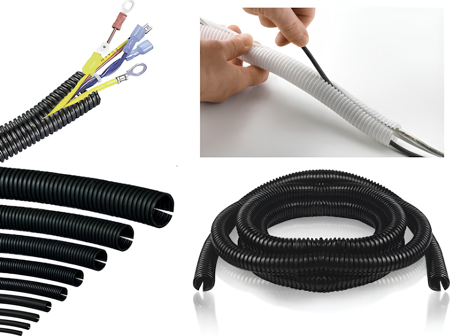 17 mm Yarıklı Spiral Hortum Kablo Gizleme Izolasyon Borusu Esnek Siyah