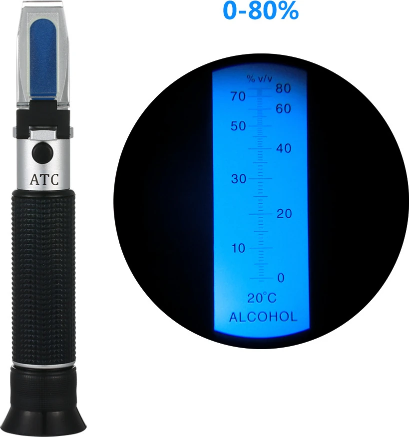 Alkol Refraktometre 0-80% Spirits Tester Için Alkol Ölçer El Alkolometre Bira Likör Konsantrasyon Test Cihazı (Yurt Dışından)