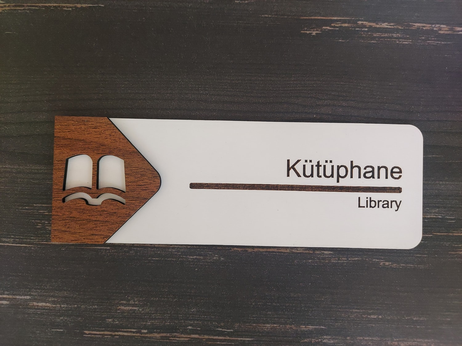Kütüphane Ofis Oda Kapı İsimliği Yönlendirme Tabelası Levhası Kişiselleştirilebilir